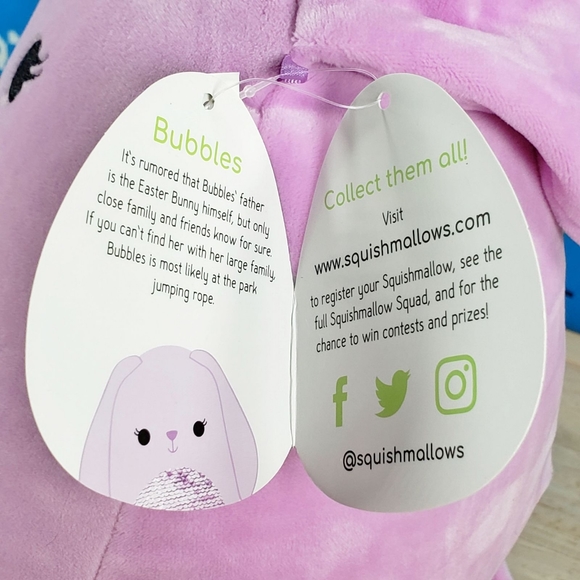 Squishmallow Bubbles the Purple Bunny 8" UltraSoft Stuffed Easter Plush Toy NWT - Picture 11 of 12